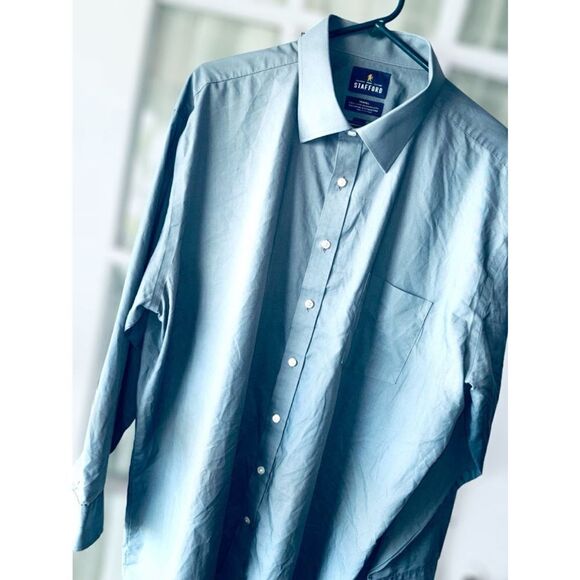 Stafford Mens 2XL Travel Easy Care Broadcloth Long Sleeve Dress Shirt •Button Up - Picture 9 of 9